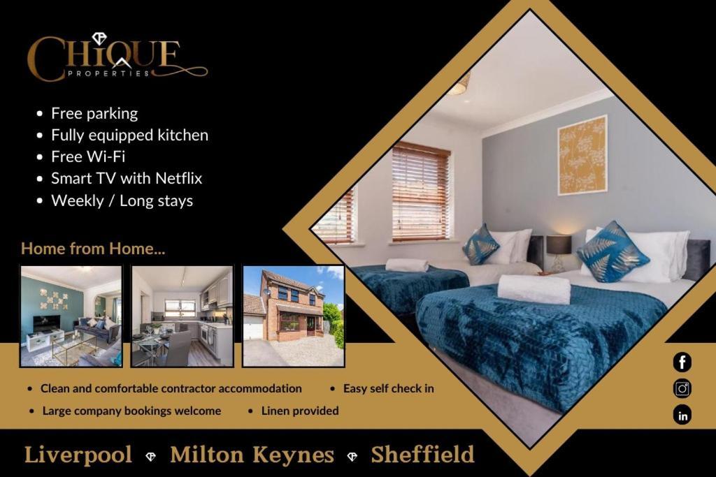 Mk City Center House, Perfect For Families, Groups, Free Parking, Sky Tv, Desk Space Managed By Chique Properties Ltd Milton Keynes Exterior foto